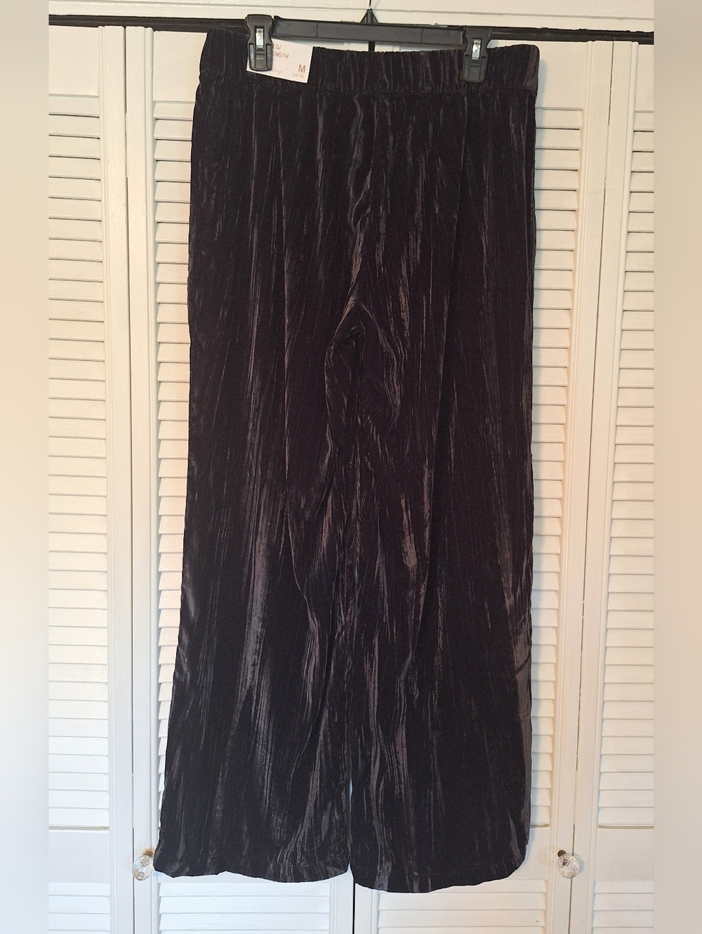 Soft Surroundings Black Crushed Velvet Wide Leg Pants Medium NWT *Q - Picture 9 of 9